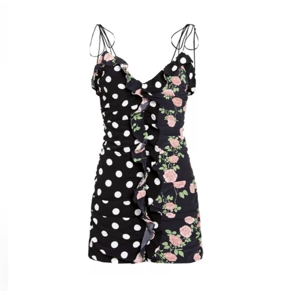 For Love and Lemons | Black Polka Dot Floral Dress